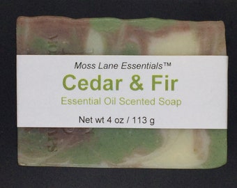 Cedarwood and Balsam Fir Essential Oil Scented Cold Process Soap with Shea Butter, 4 oz / 113 g bar
