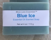 Minty, Refreshing Blue Ice Essential Oil Scented Cold Process Soap with Shea Butter