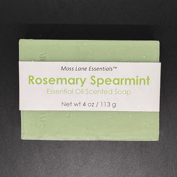 Rosemary and Spearmint Scented Cold Process Soap, 4 oz / 113 g bar