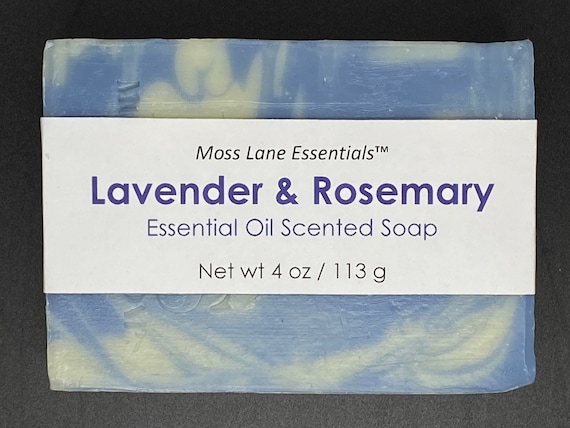 Lavender and Rosemary Essential Oil Scented Cold Process Soap with Shea Butter, 4 oz / 113 g bar