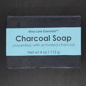 Activated Charcoal Unscented Cold Process Soap, 4 oz / 113 g bar