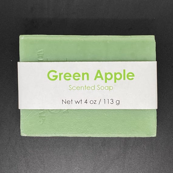 Green Apple Scented Cold Process Soap, 4 oz / 113 g bar