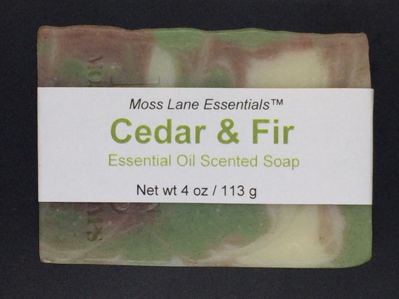 Cedarwood and Balsam Fir Essential Oil Scented Cold Process Soap with Shea Butter, 4 oz / 113 g bar