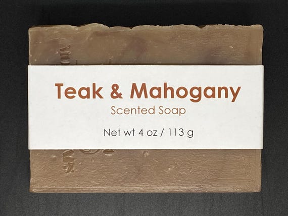 Teak & Mahogany Scented Cold Process Soap with Shea Butter, 4 oz / 113 g bar