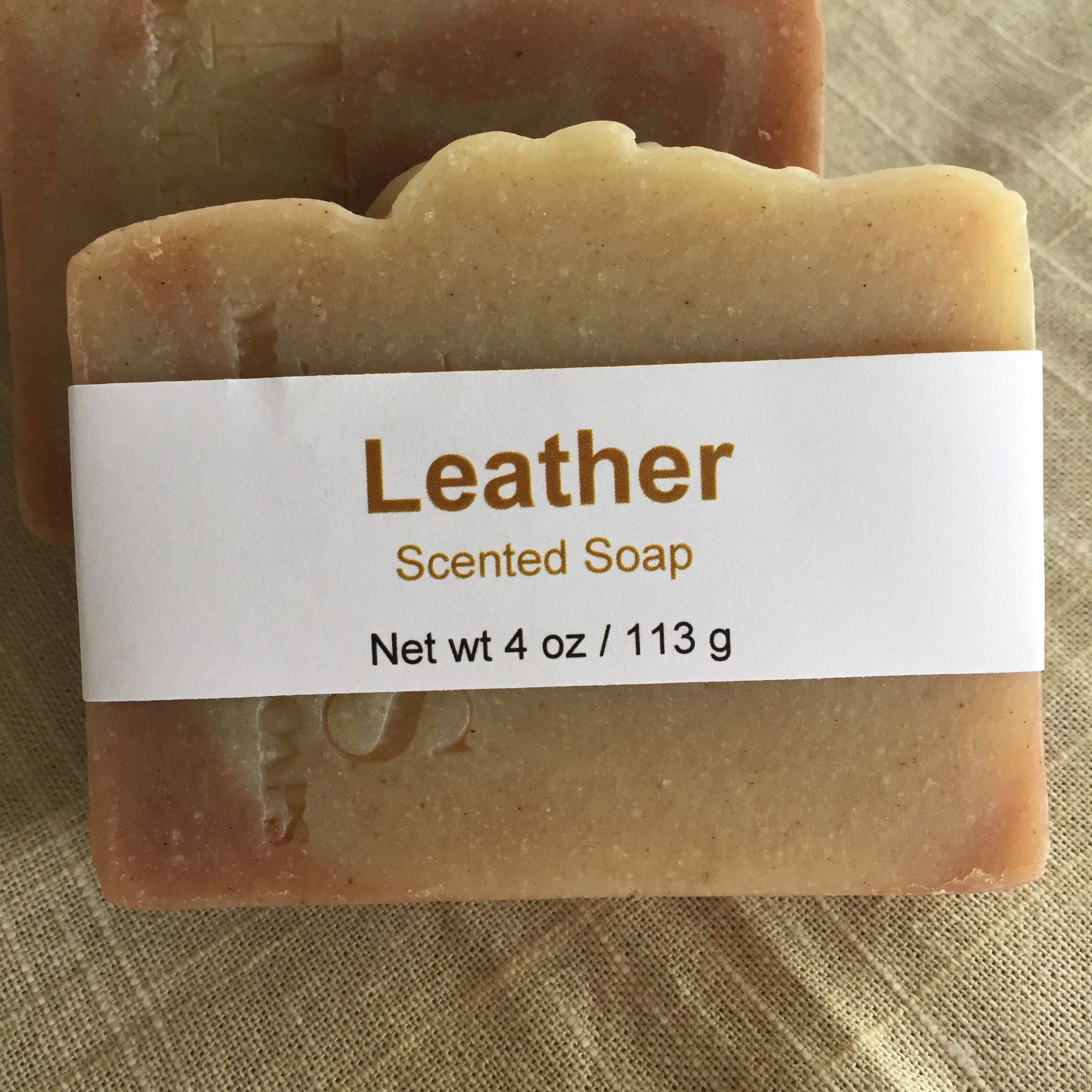 Leather Scented Cold Process Soap with Shea Butter, 4 oz / 113 g bar