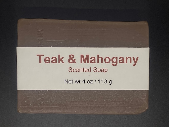 Teak & Mahogany Scented Cold Process Soap with Shea Butter, 4 oz / 113 g bar