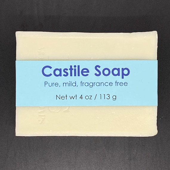 Mild and Gentle Castile Olive Oil Cold Process Soap, Unscented, 4 oz / 113 g bar