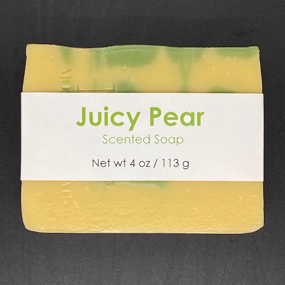 Juicy Pear Scented Cold Process Soap, 4 oz / 113 g bar