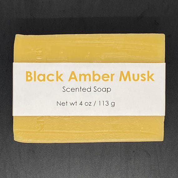 Black Amber Musk Scented Cold Process Soap, 4 oz / 113 g bar