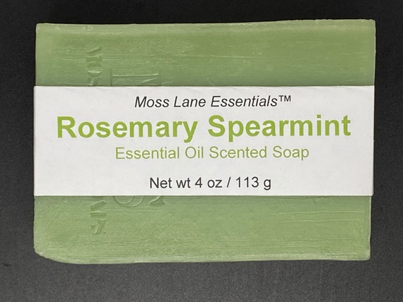 Rosemary and Spearmint Essential Oil Scented Cold Process Soap with Shea Butter, 4 oz / 113 g bar