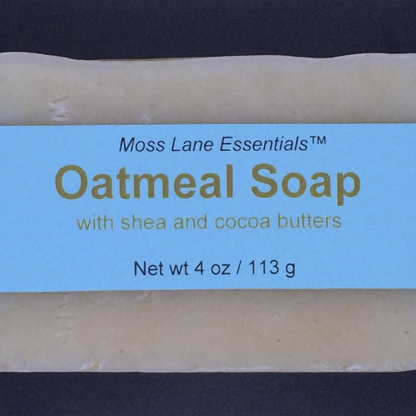 Oatmeal Soap--Unscented Cold Process Soap with Shea and Cocoa Butters, 4 oz / 113 g bar