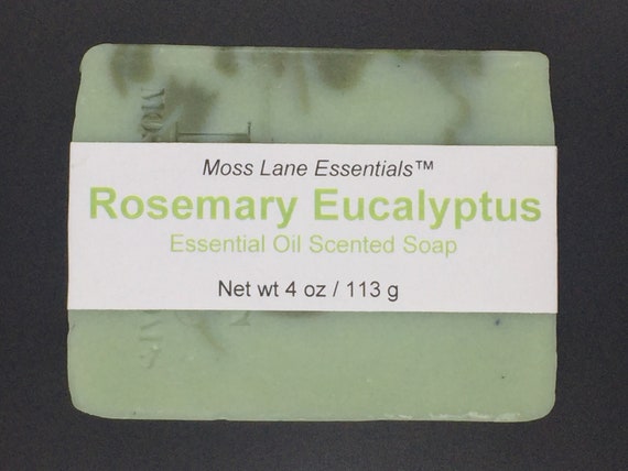 Rosemary Eucalyptus Essential Oil Scented Cold Process Soap with Shea Butter, 4 oz / 113 g bar