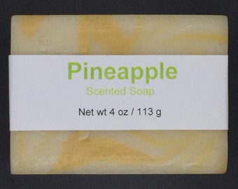 Pineapple Scented Cold Process Soap with Shea Butter, 4 oz / 113 g bar