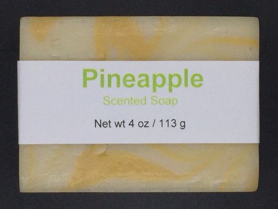 Pineapple Scented Cold Process Soap with Shea Butter, 4 oz / 113 g bar