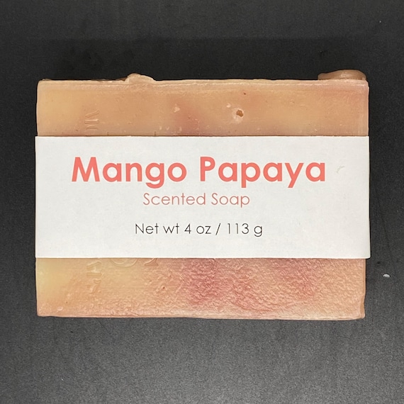 Mango Papaya Scented Cold Process Soap, 4 oz / 113 g bar