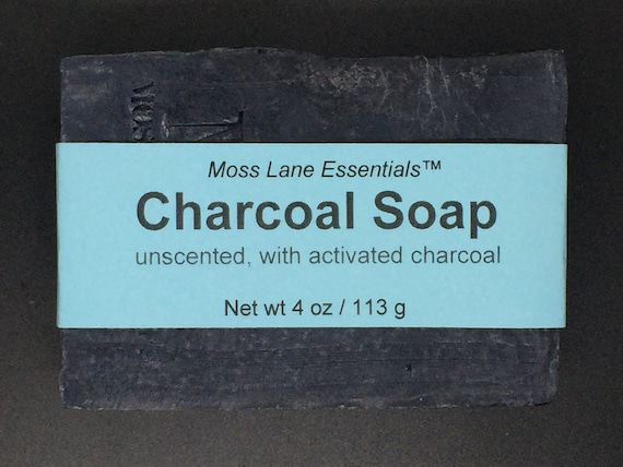 Activated Charcoal Unscented Cold Process Soap with Shea Butter, 4 oz / 113 g bar