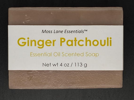 Ginger Patchouli Essential Oil Scented Cold Process Soap with Shea Butter, 4 oz / 113 g bar