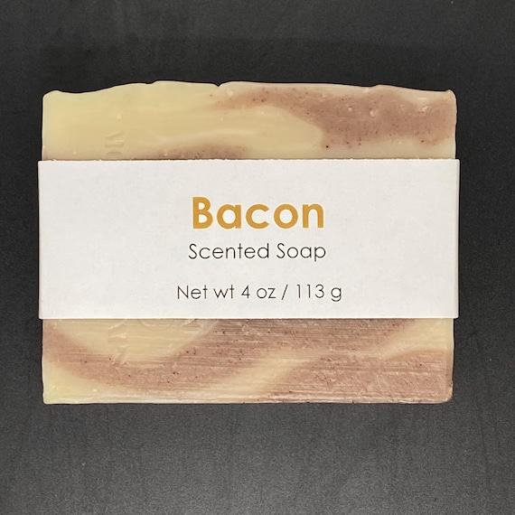 Bacon Scented Novelty Cold Process Soap, 4 oz / 113 g bar