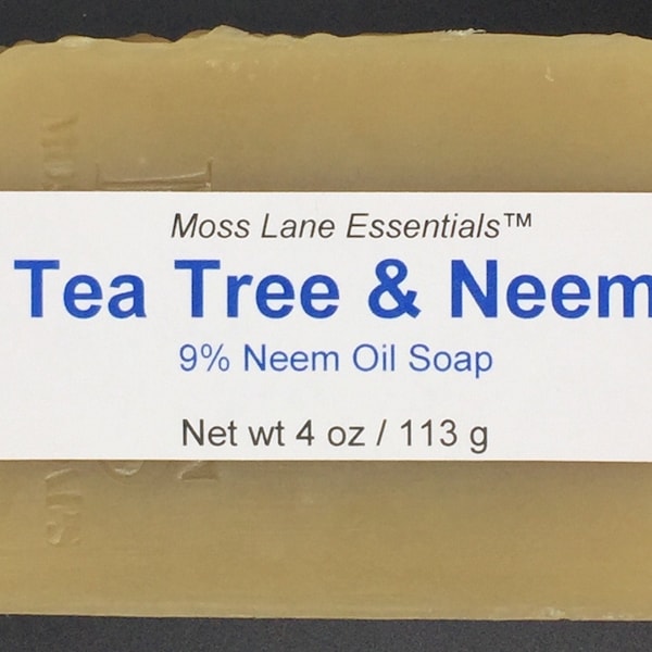 Tea Tree and Neem Oil Cold Process Soap, 4 oz / 113 g bar