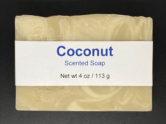 Coconut Scented Cold Process Soap with Shea Butter, 4 oz / 113 g bar