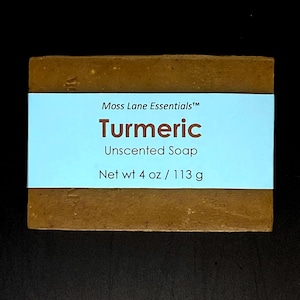 Turmeric Unscented Cold Process Soap with Shea Butter, 4 oz / 113 g bar