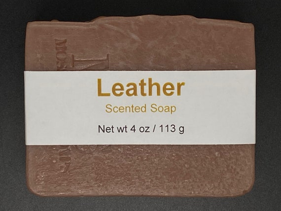 Leather Scented Cold Process Soap with Shea Butter, 4 oz / 113 g bar