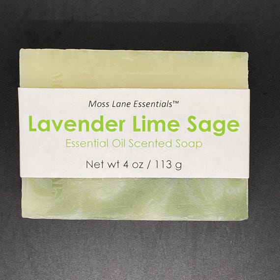 Lavender Lime Sage Scented Cold Process Soap, 4 oz / 113 g bar