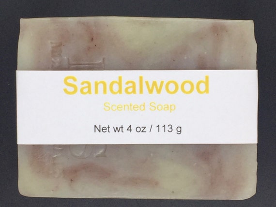 Sandalwood Scented Cold Process Soap with Shea Butter, 4 oz / 113 g bar