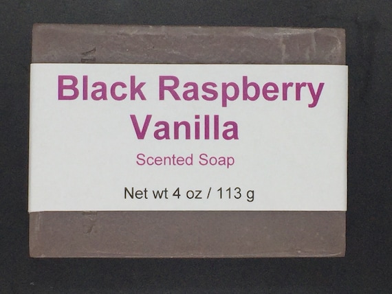 Black Raspberry Vanilla Scented Cold Process Soap with Shea Butter, 4 oz / 113 g bar