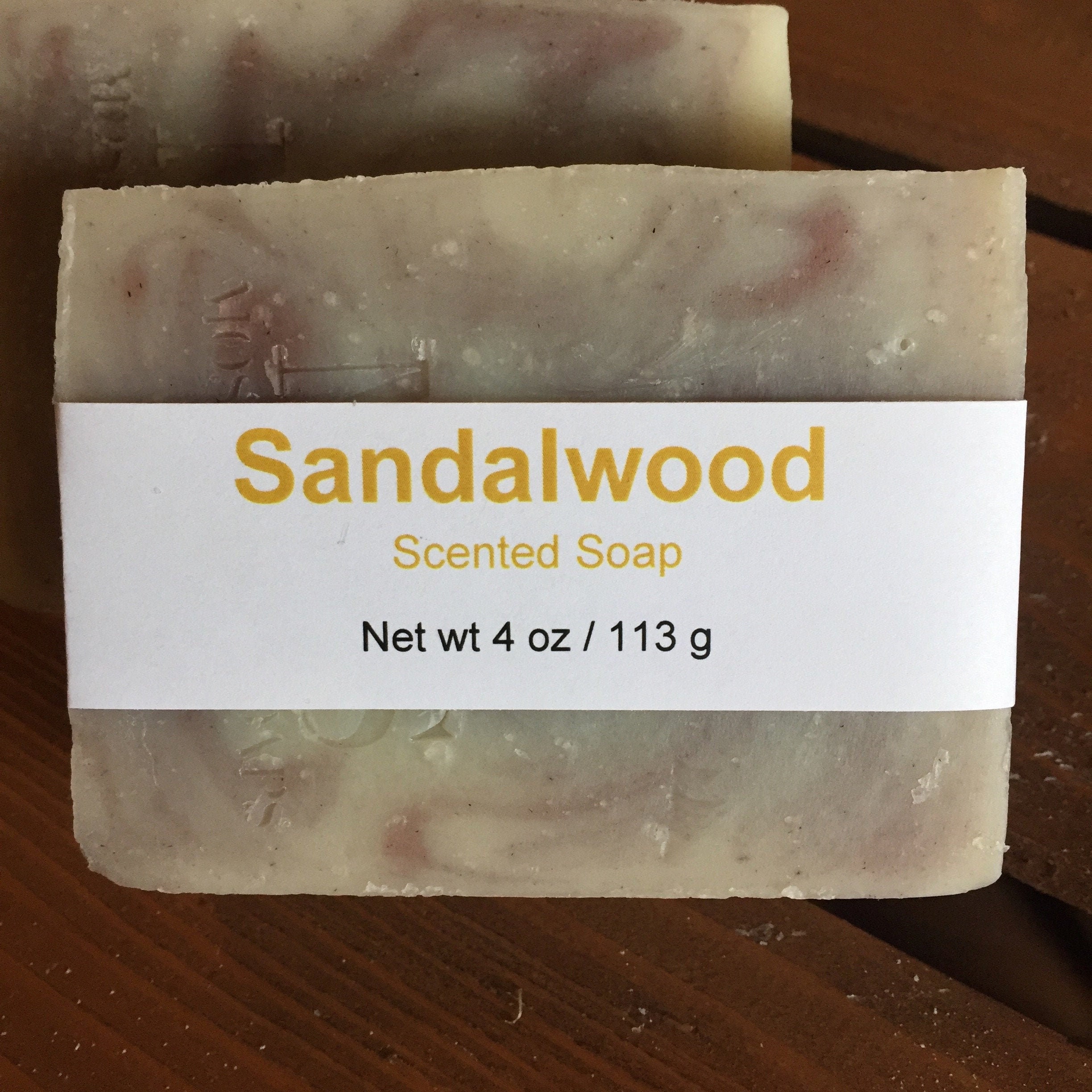 Sandalwood Scented Cold Process Soap with Shea Butter, 4 oz / 113 g bar
