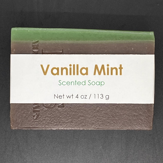 Vanilla Mint Scented Cold Process Soap, 4 oz / 113 g bar