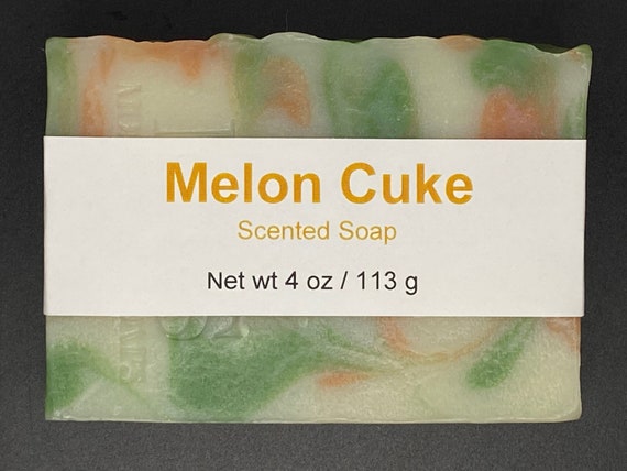 Melon and Cucumber Scented Cold Process Soap with Shea Butter, 4 oz / 113 g bar