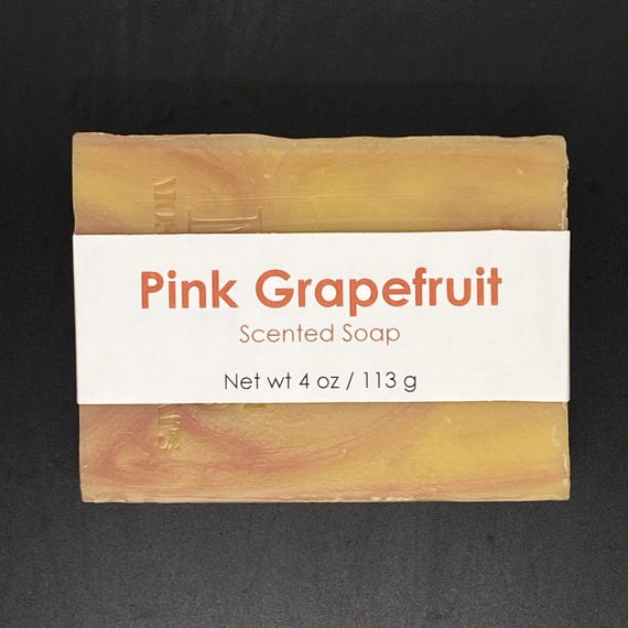 Pink Grapefruit Scented Cold Process Soap, 4 oz / 113 g bar