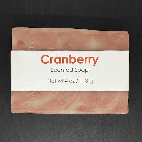 Cranberry Scented Cold Process Soap with Shea Butter, 4 oz / 113 g bar