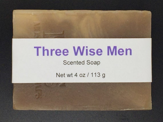 Three Wise Men—Frankincense and Myrrh Scented Cold Process Soap with Shea Butter, 4 oz / 113 g bar