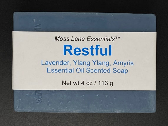 Restful--Lavender, Amyris, Ylang Ylang Essential Oil Scented Cold Process Soap with Shea Butter, 4 oz / 113 g bar