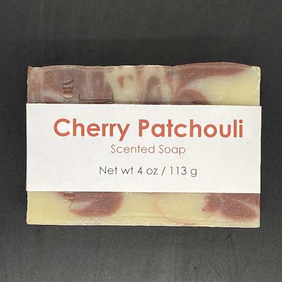 Cherry Patchouli Scented Cold Process Soap with Shea Butter, 4 oz / 113 g bar