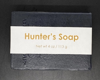 Dirt Scented Activated Charcoal Cold Process Soap for Hunters, 4 oz / 113 g bar