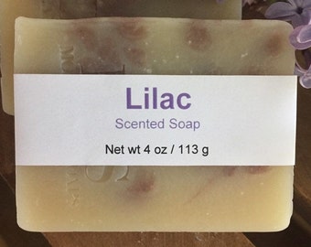 Lilac Scented Cold Process Soap with Shea Butter, 4 oz / 113 g bar