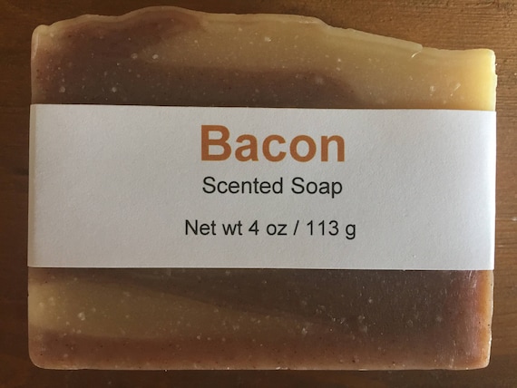 Bacon Scented Novelty Cold Process Soap with Shea Butter, 4 oz / 113 g bar