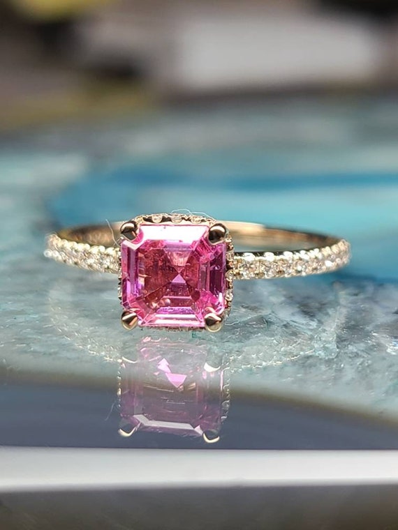 White Gold Three Stone Pink Sapphire Diamond Ring – Boylerpf