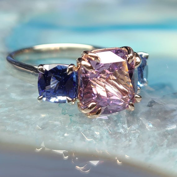 Lavender Spinel and Blue Sapphire Ring. Etsy