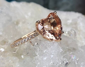 Heart shape Morganite and diamond ring.