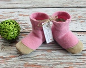 Baby Cashmere Felted Wool Slipper Booties - Made to order 0 - 3 yrs - Upcycled