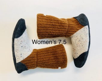 Wool women’s slipper boots gift for her warm slippers felted house shoes felted slippers slippers wool socks recycled wool leather slippers