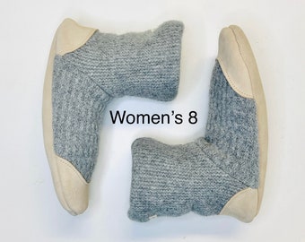 Wool women’s slipper boots  gift for her warm slippers felted house shoes felted slippers slippers wool socks recycled wool leather slippers