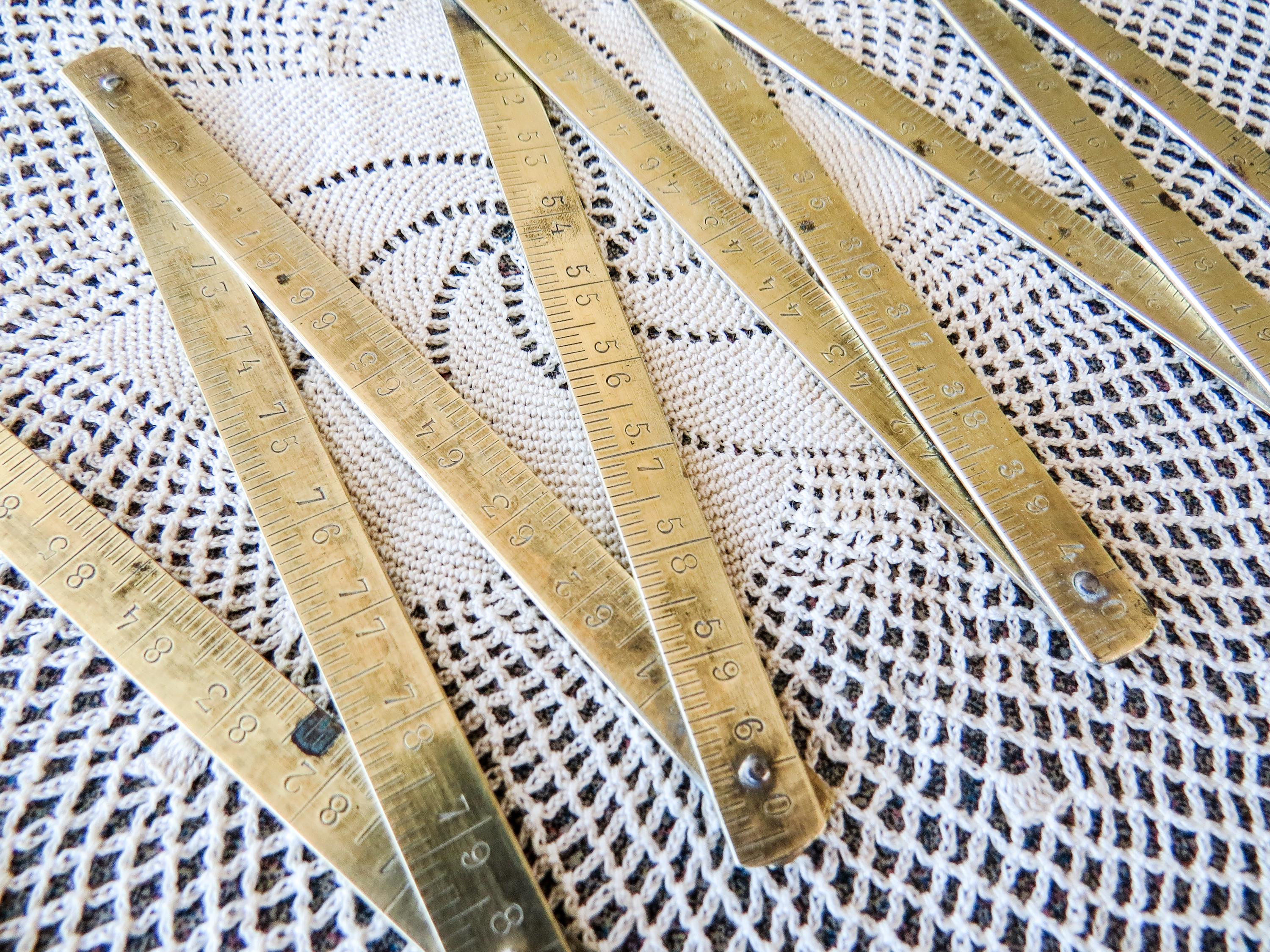 Metric Pocket Ruler Antique Folding Brass Metric Ruler From France. Carpenter Pocket ...