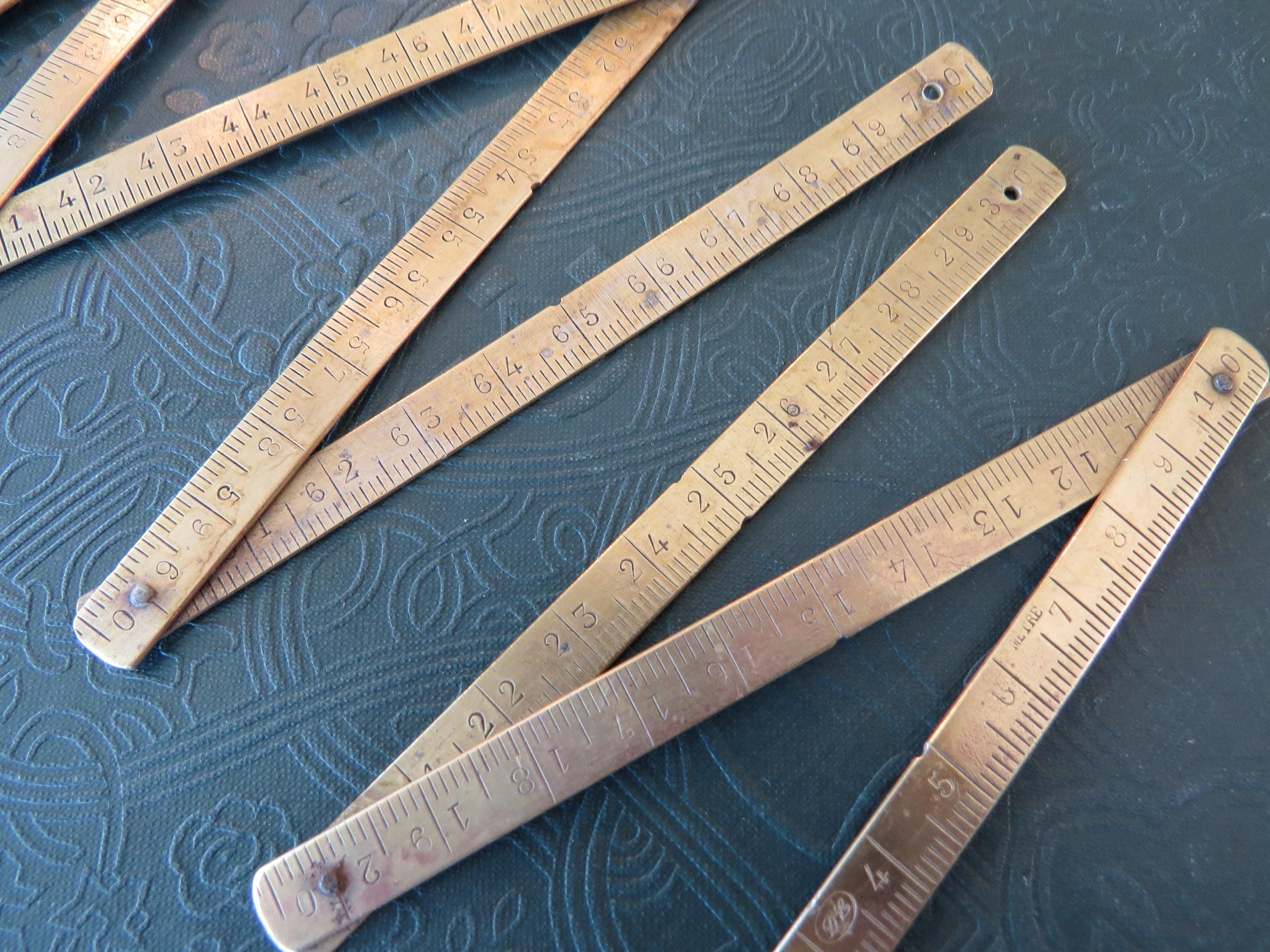 Fance Ruler Antique Folding Brass Metric Ruler From France. Carpenter Pocket ...