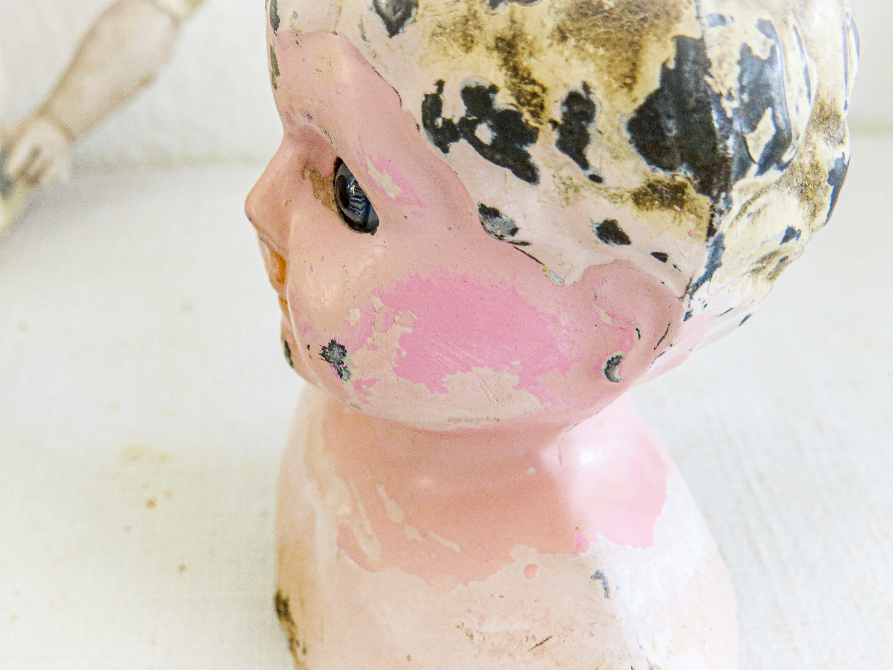 Antique Minerva Doll: Metal Head, Kid Leather Body, Marked Germany