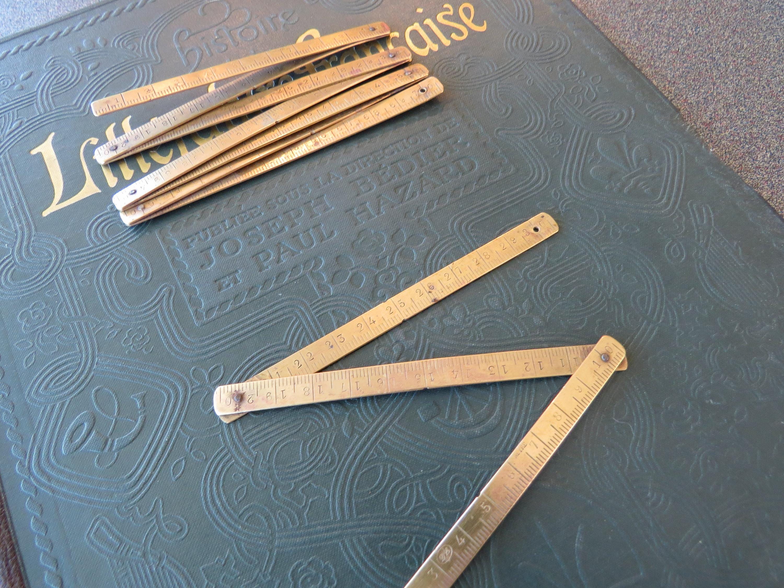 Fance Ruler Antique Folding Brass Metric Ruler From France. Carpenter Pocket ...